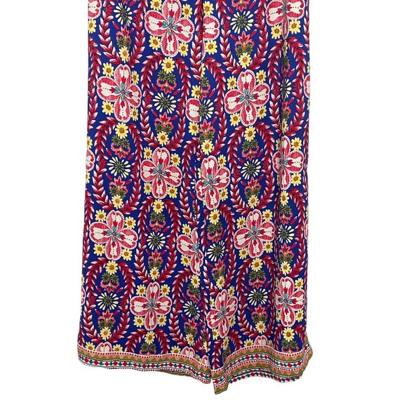 Ark & Co Floral Wide Leg Pants M Red Blue Festival Boho Flowy Palazzo Trousers - Picture 3 of 12